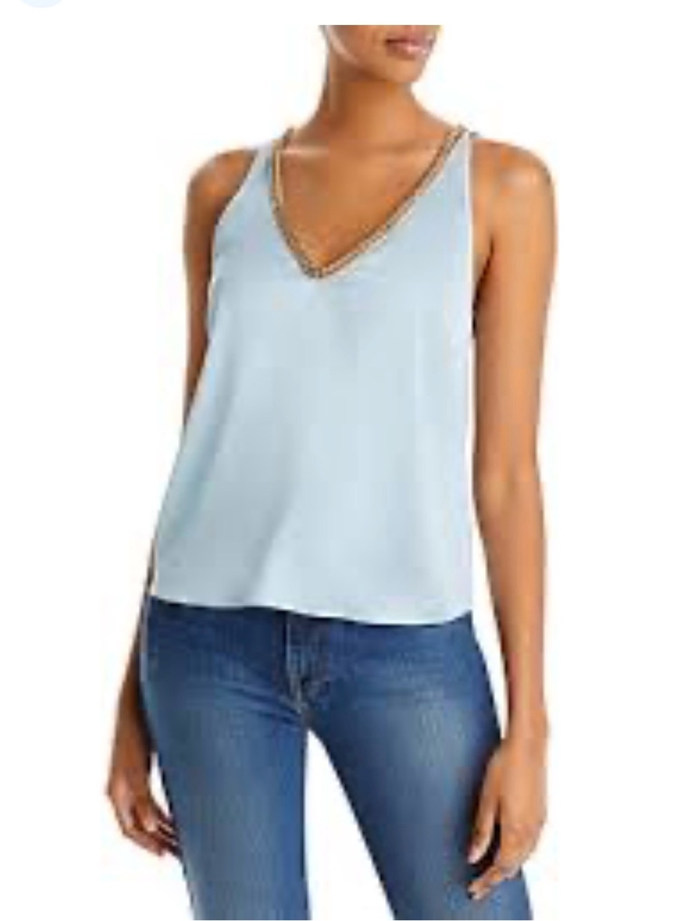 Generation Love Pale Blue Satin Camisole with Gold Chain